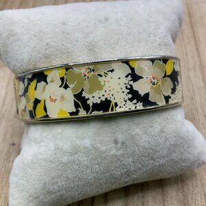 Vera Bradley Flowers Floral Gold Tone Cuff Bangle Bracelet